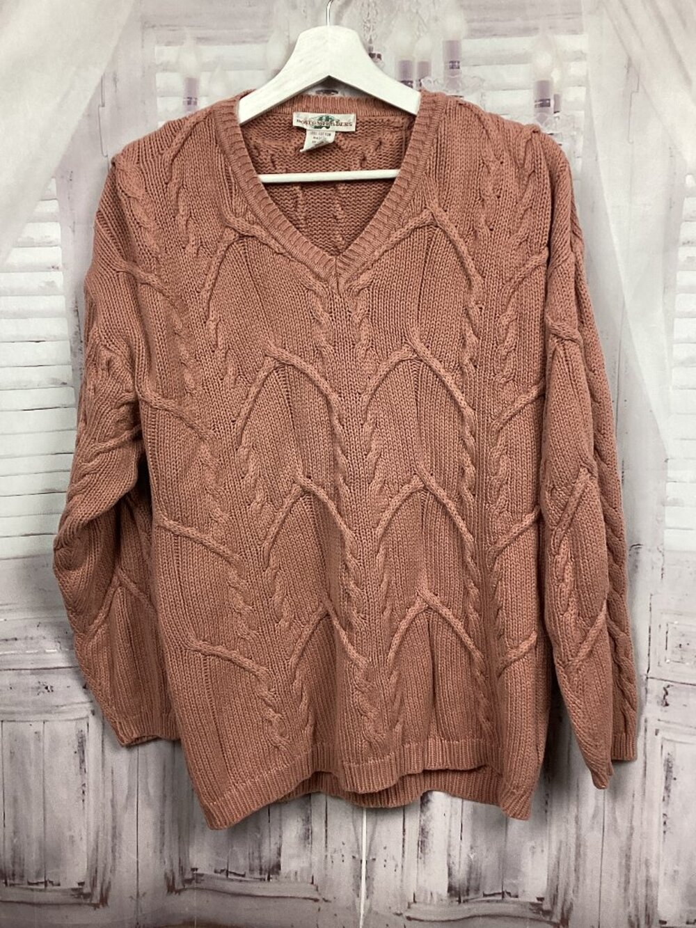Vintage Boston Traders Cable-knit Cotton Sweater L